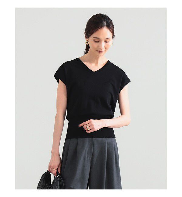 Demi-Luxe BEAMS 「2WAY 天竺 フレンチスリーブ プルオーバー」|ニット・セーター|BLACK