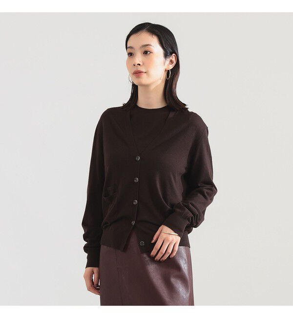 Demi-Luxe BEAMS 「AK+1 / 16ゲージ Vネック カーディガン」|ニット・セーター|BROWN