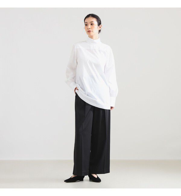 Demi-Luxe BEAMS 「AK+1 / シャンブレー ハイネック ブラウス」|シャツ・ブラウス|