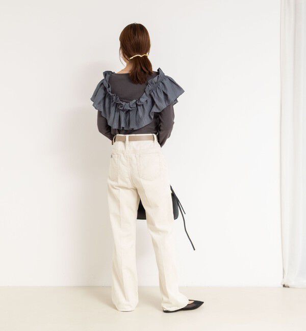 Rie Miller「3WAYリブフリルロンT」|Tシャツ・カットソー|