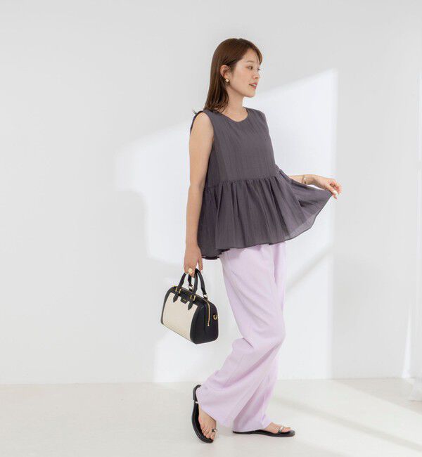 NOLLEY'S「《接触冷感》【BECシリーズ】ウォッシャブルシアーノースリーブペプラムブラウス」|シャツ・ブラウス|
