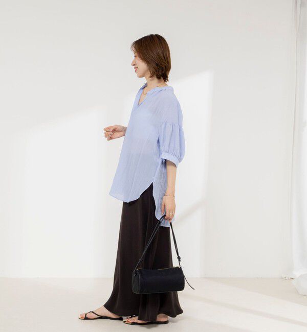 NOLLEY'S「《接触冷感》【BECシリーズ】ウォッシャブル半袖オーバーギャザーブラウス」|シャツ・ブラウス|
