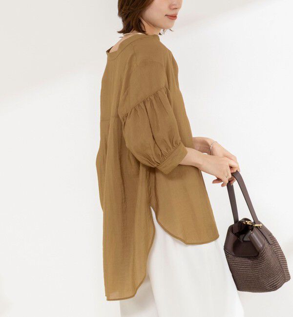 NOLLEY'S「《接触冷感》【BECシリーズ】ウォッシャブル半袖オーバーギャザーブラウス」|シャツ・ブラウス|