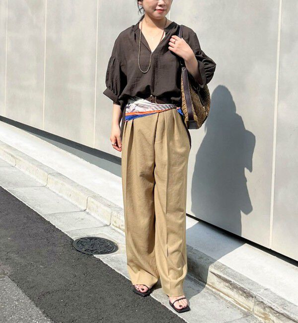 NOLLEY'S「《接触冷感》【BECシリーズ】ウォッシャブル半袖オーバーギャザーブラウス」|シャツ・ブラウス|