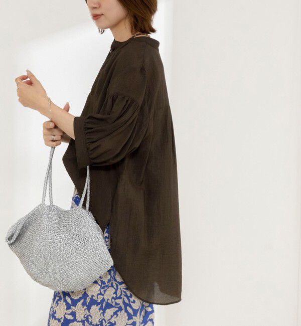 NOLLEY'S「《接触冷感》【BECシリーズ】ウォッシャブル半袖オーバーギャザーブラウス」|シャツ・ブラウス|