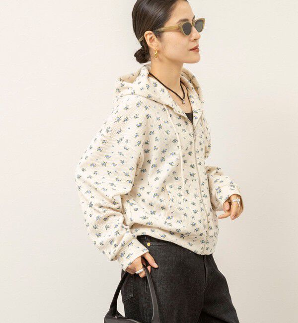 MAQWEL「【MAQWEL/マクウェル】Flower Waffleジップパーカー」|Tシャツ・カットソー|