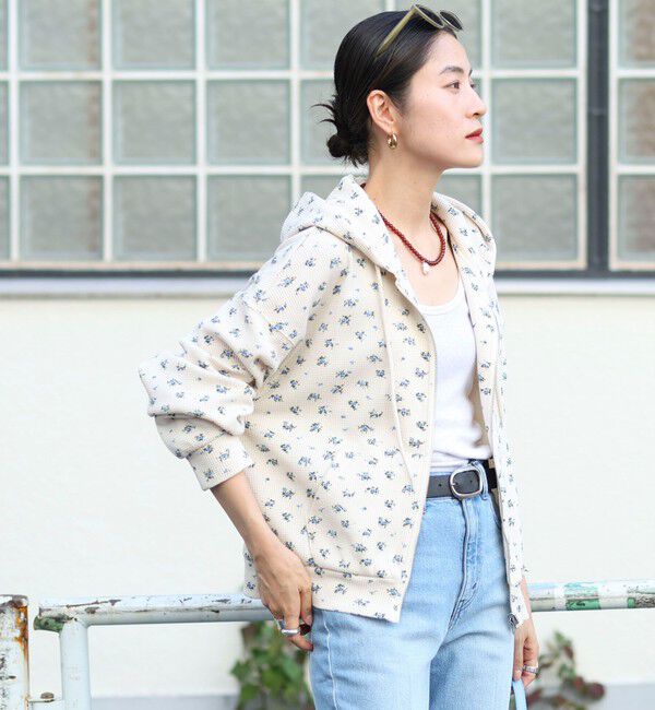 MAQWEL「【MAQWEL/マクウェル】Flower Waffleジップパーカー」|Tシャツ・カットソー|