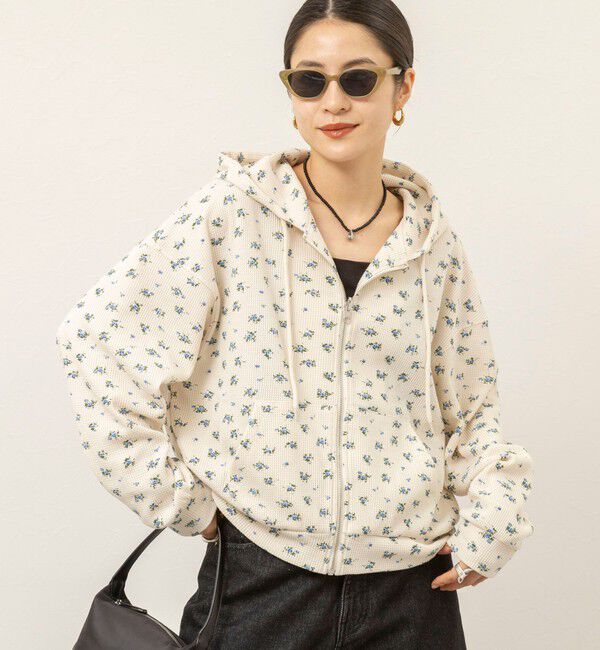 MAQWEL「【MAQWEL/マクウェル】Flower Waffleジップパーカー」|Tシャツ・カットソー|