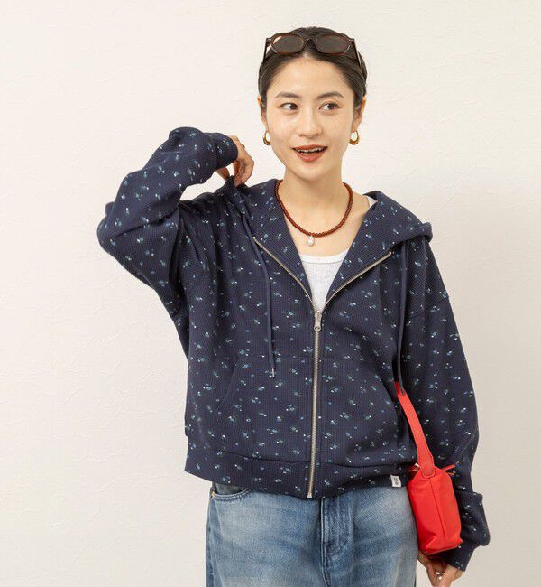 MAQWEL「【MAQWEL/マクウェル】Flower Waffleジップパーカー」|Tシャツ・カットソー|