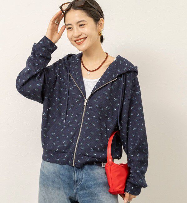 MAQWEL「【MAQWEL/マクウェル】Flower Waffleジップパーカー」|Tシャツ・カットソー|