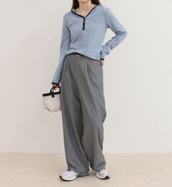 fredy emue「ヘンリーネックボーダーフーディ」|Tシャツ・カットソー|