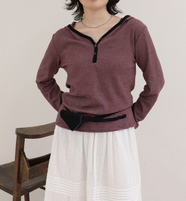 fredy emue「ヘンリーネックボーダーフーディ」|Tシャツ・カットソー|