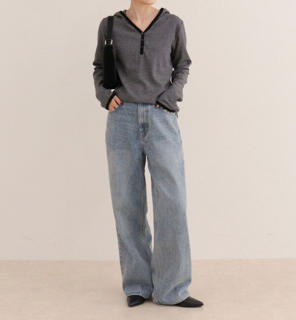 fredy emue「ヘンリーネックボーダーフーディ」|Tシャツ・カットソー|