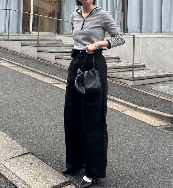 fredy emue「ヘンリーネックボーダーフーディ」|Tシャツ・カットソー|
