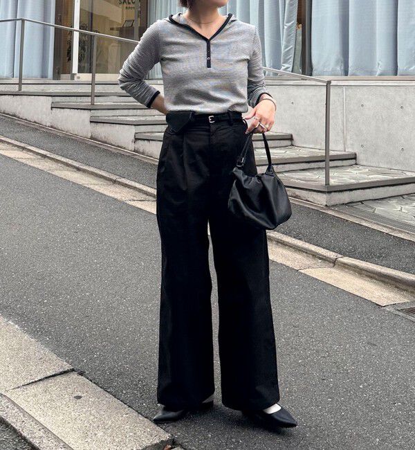 fredy emue「ヘンリーネックボーダーフーディ」|Tシャツ・カットソー|