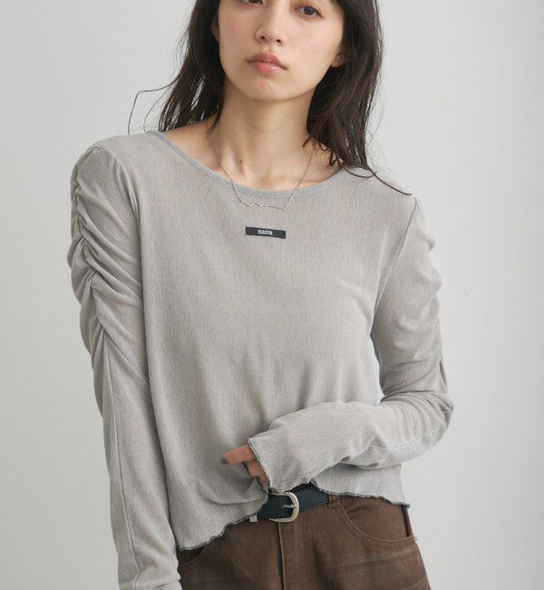  「【花柄&無地】ニュアンスブルームトップス」|Tシャツ・カットソー|グレー
