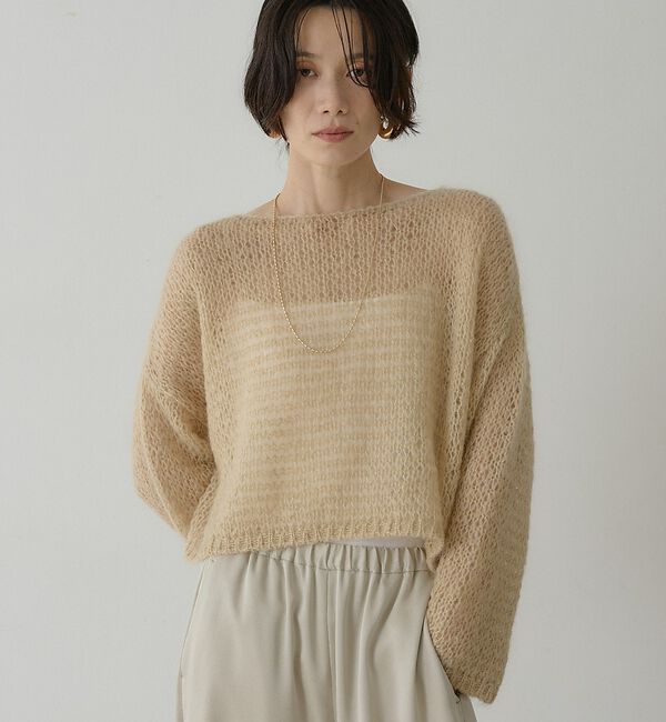 qualite「シアーモヘアプルオーバー」|ニット・セーター|ベージュ
