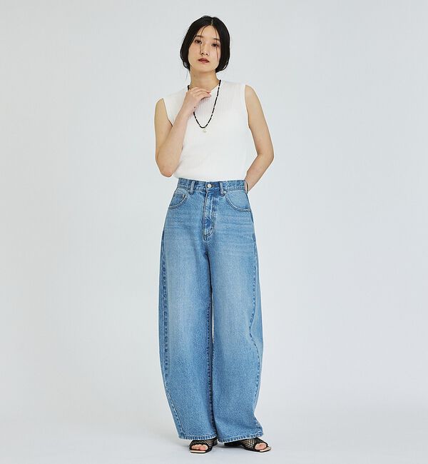 abahouse mavie「ウォッシュドバレルデニムパンツ」|デニム|