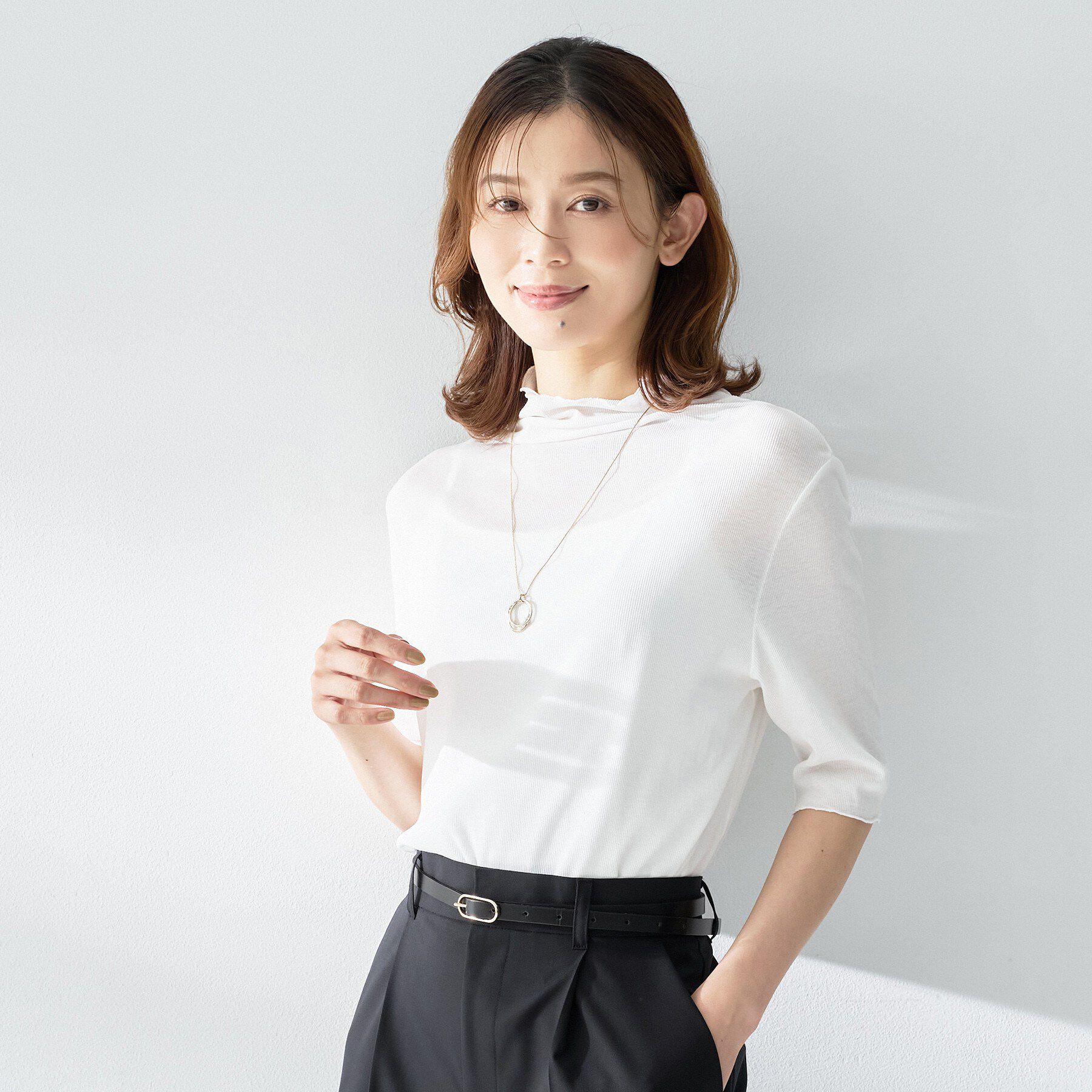 UNTITLED「【重ね着レイヤードに】シアーテレコハイネックトップス」|Tシャツ・カットソー|