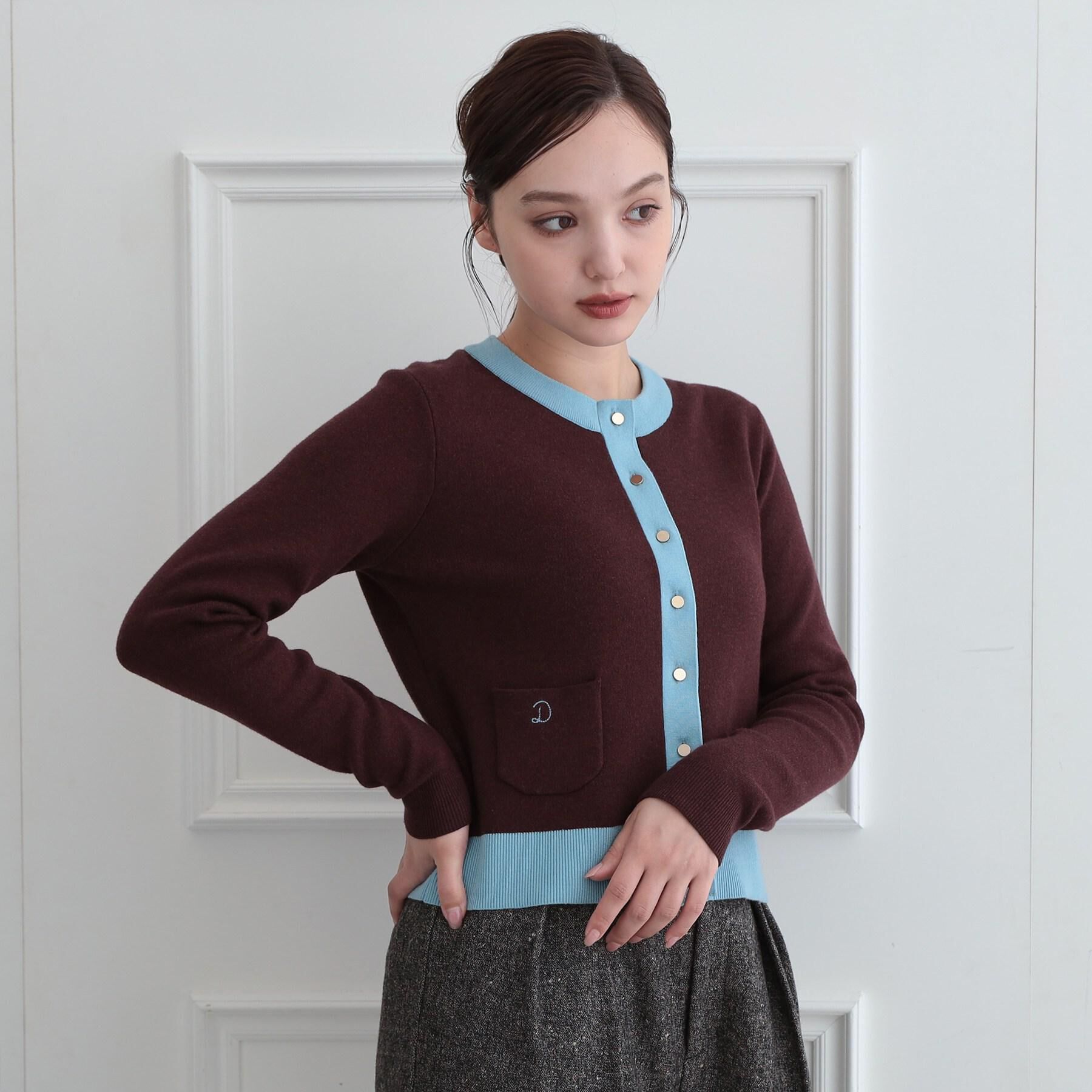 DRESSTERIOR「【ウォッシャブル】コットンカシミヤバイカラーカーディガン」|カーディガン|