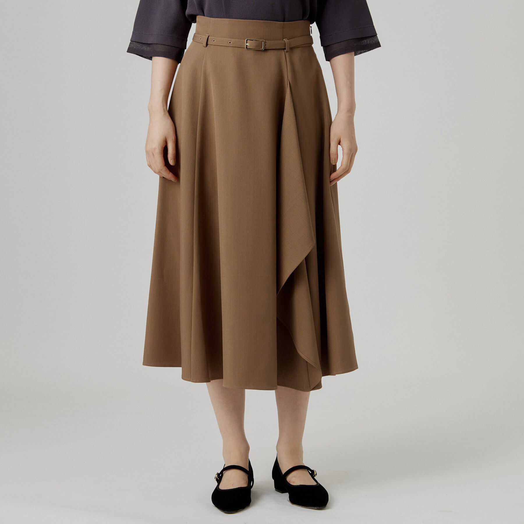grove「ラッフルフレアベルト付スカート」|スカート|