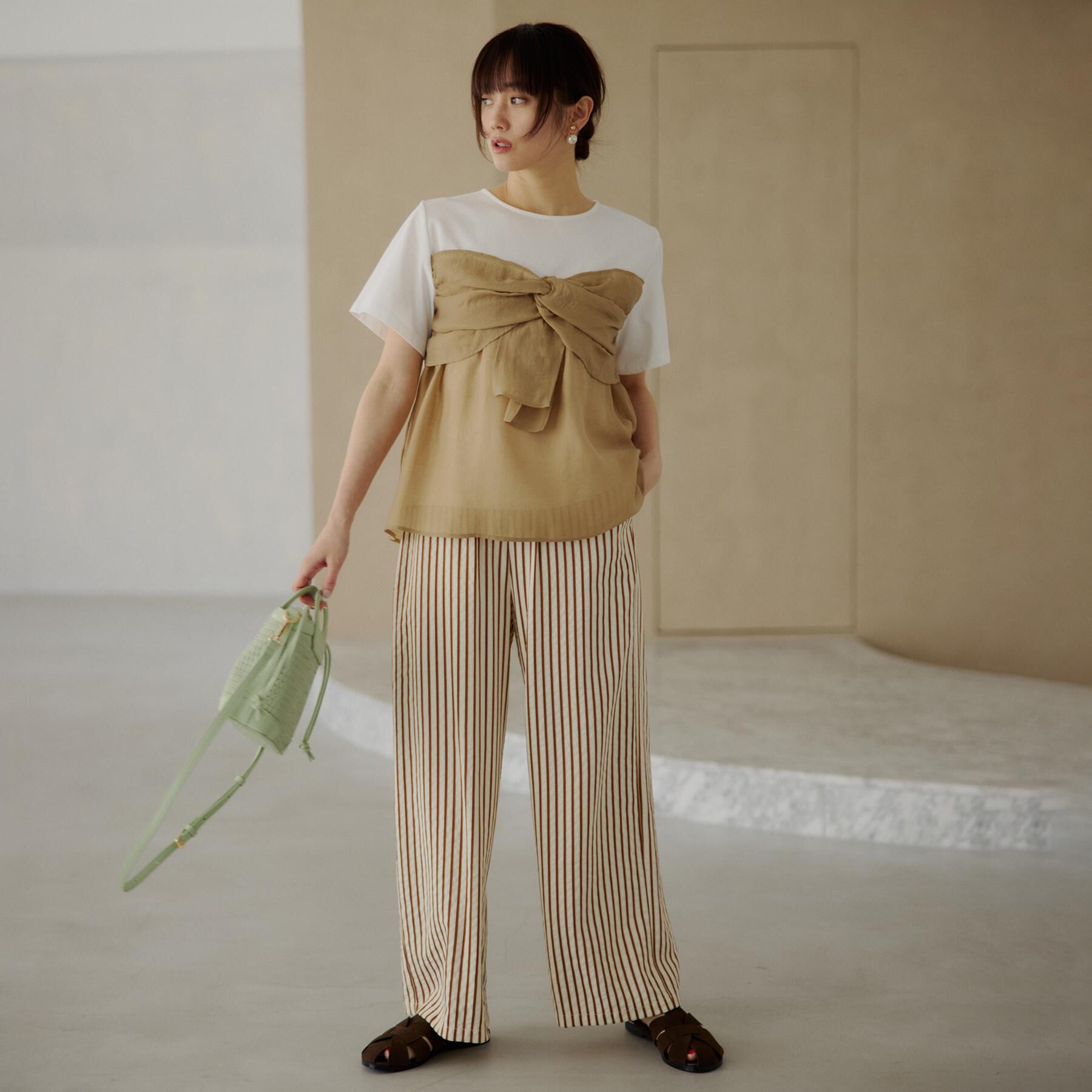 THE SHOP TK「【ひんやり／吸水速乾／UV】ビスチェ風 切り替えTシャツ」|Tシャツ・カットソー|