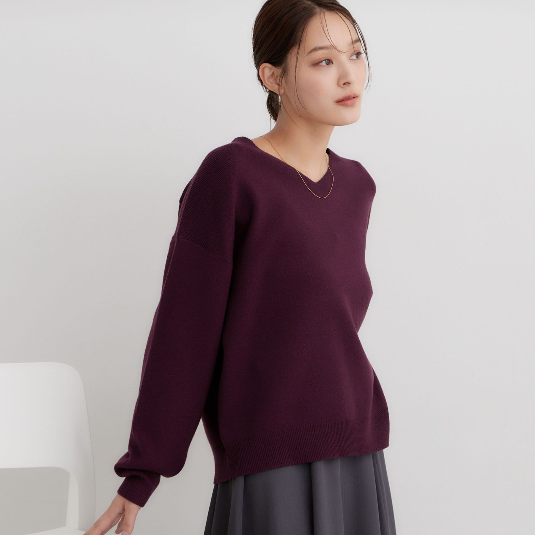 THE SHOP TK「【毛玉になりにくい/静電気防止/洗える】KINOCO 総針Vネックニット」|ニット・セーター|