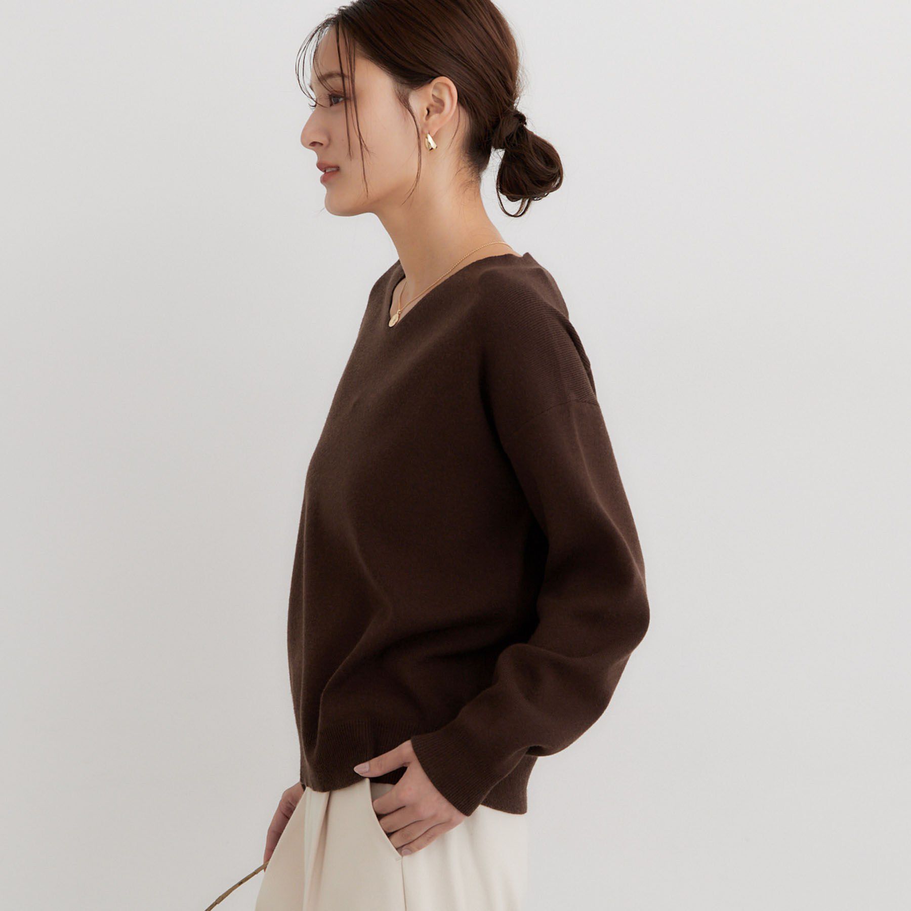 THE SHOP TK「【毛玉になりにくい/静電気防止/洗える】KINOCO 総針Vネックニット」|ニット・セーター|