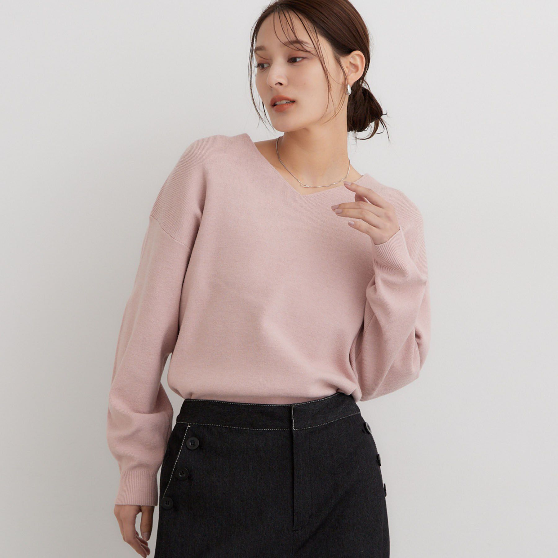 THE SHOP TK「【毛玉になりにくい/静電気防止/洗える】KINOCO 総針Vネックニット」|ニット・セーター|