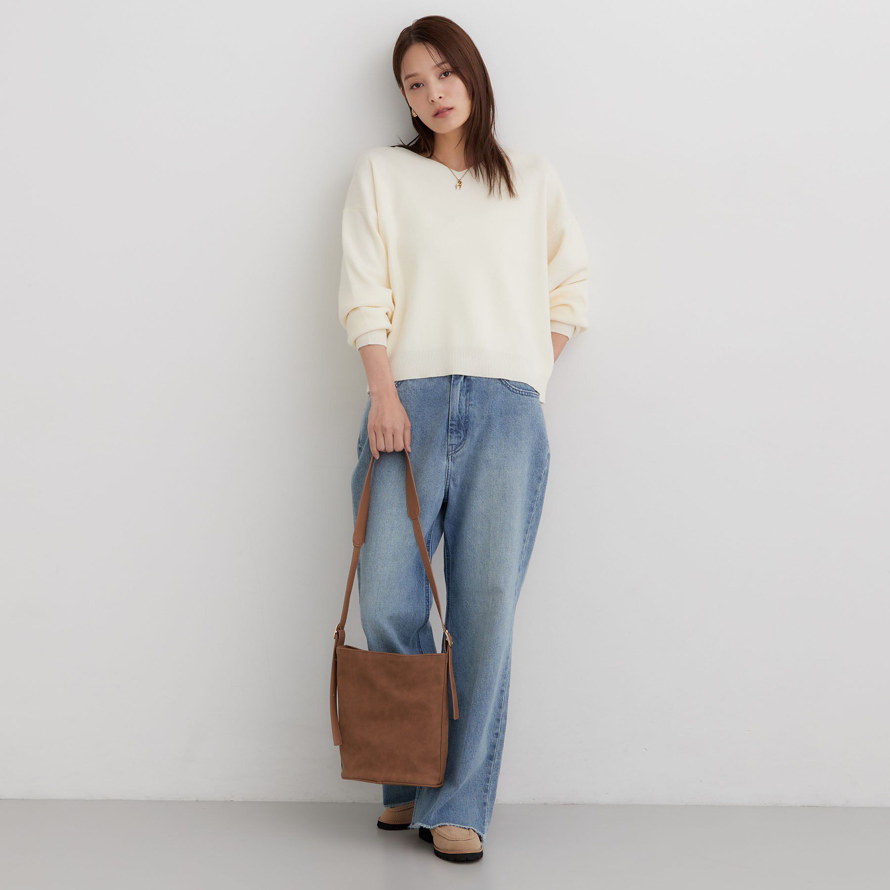 THE SHOP TK「【毛玉になりにくい/静電気防止/洗える】KINOCO 総針Vネックニット」|ニット・セーター|