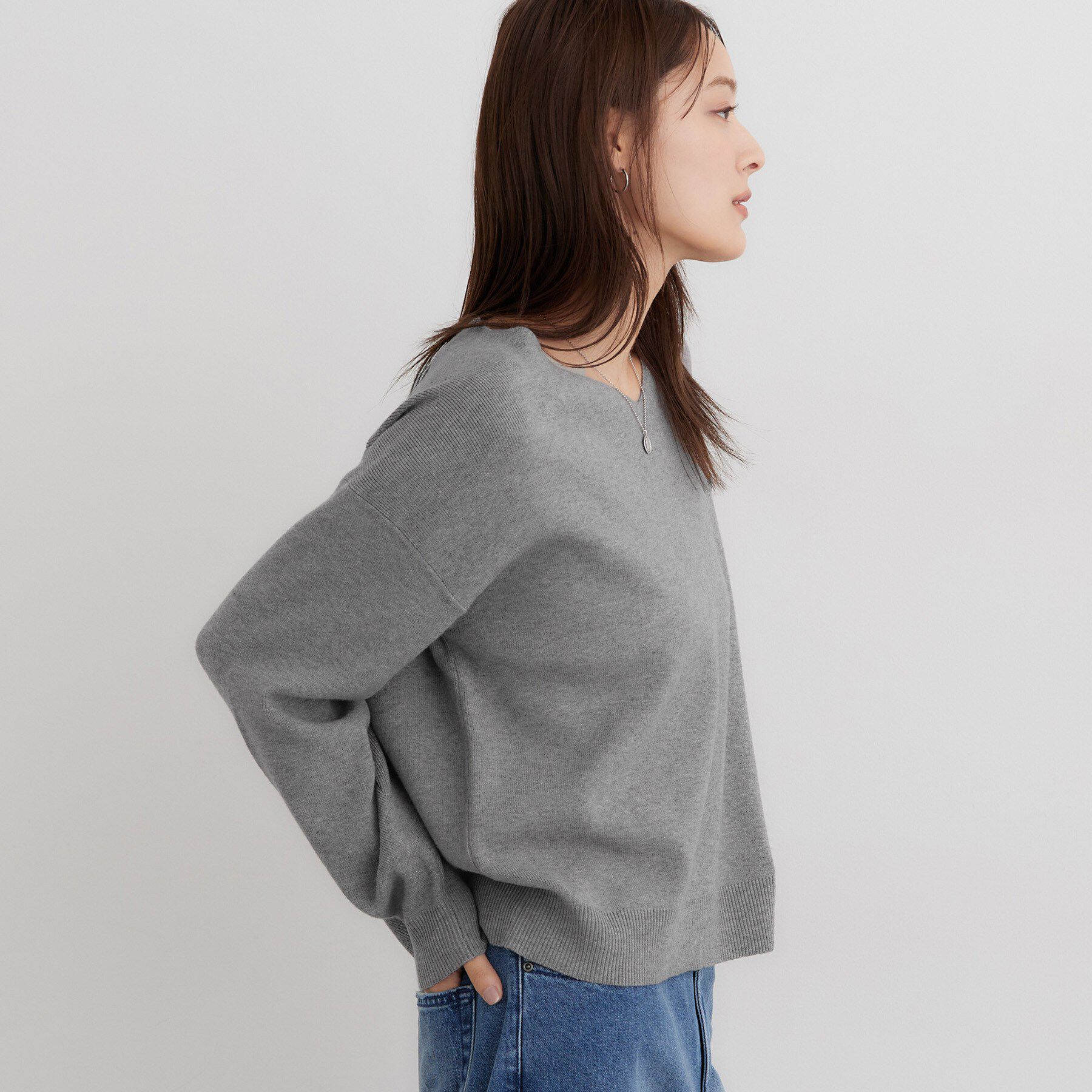 THE SHOP TK「【毛玉になりにくい/静電気防止/洗える】KINOCO 総針Vネックニット」|ニット・セーター|