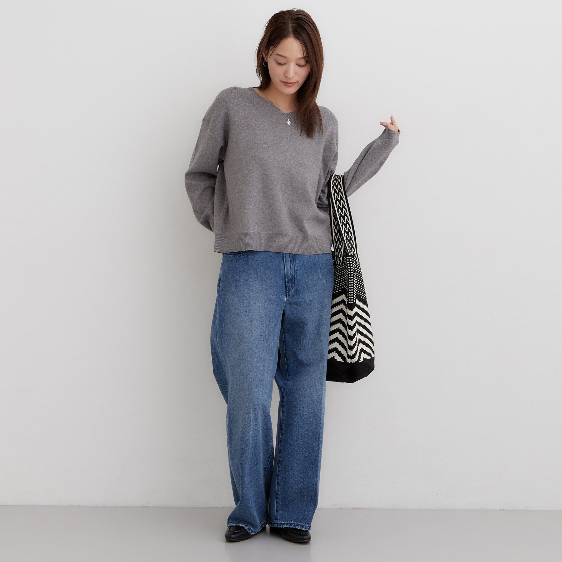 THE SHOP TK「【毛玉になりにくい/静電気防止/洗える】KINOCO 総針Vネックニット」|ニット・セーター|