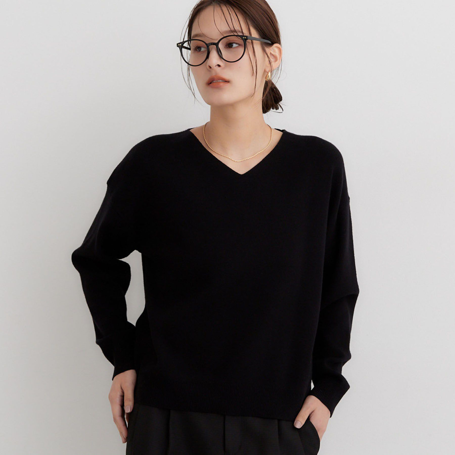 THE SHOP TK「【毛玉になりにくい/静電気防止/洗える】KINOCO 総針Vネックニット」|ニット・セーター|