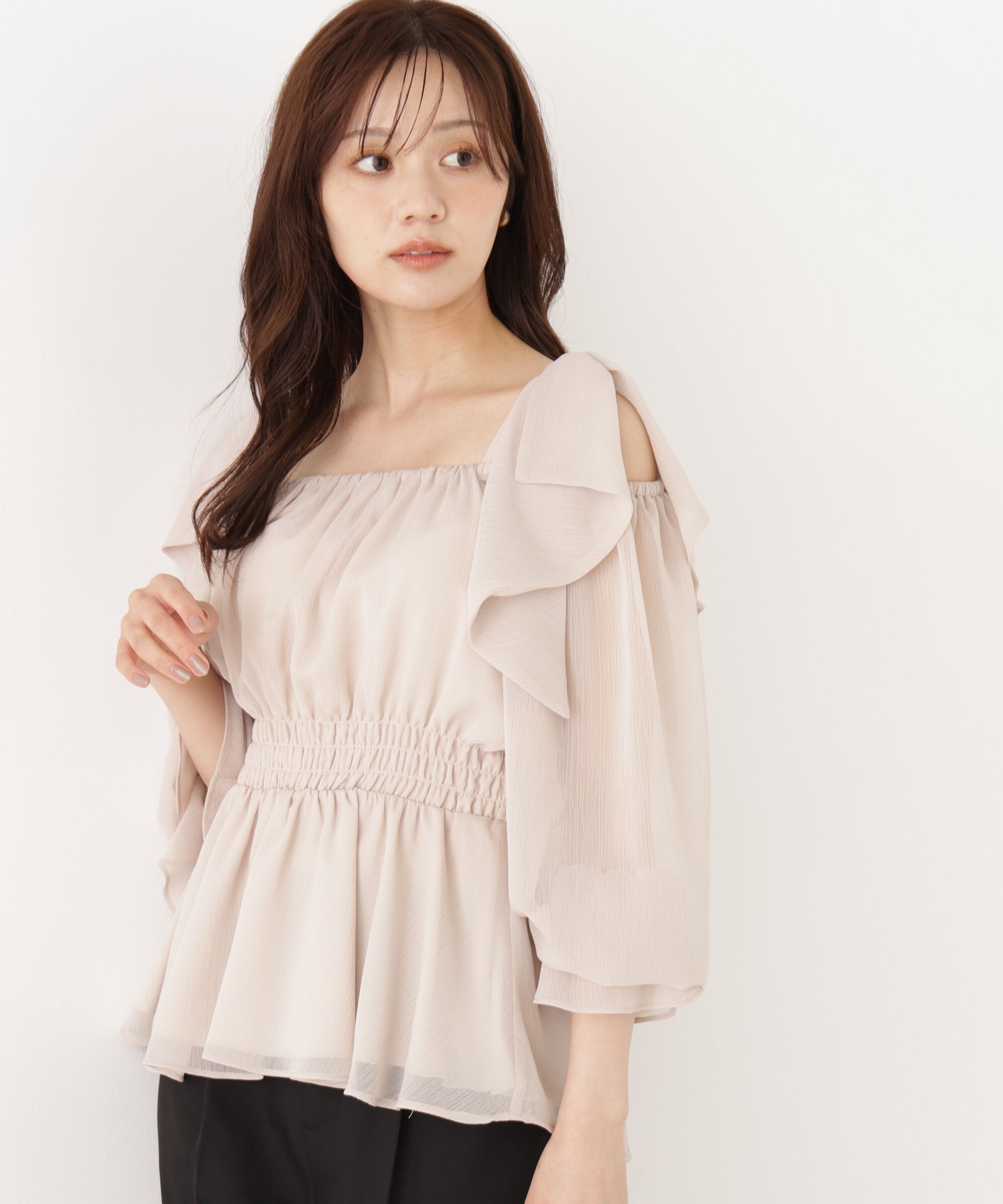 PROPORTION BODY DRESSING「ショルダーリボンブラウス」|シャツ・ブラウス|ベージュ