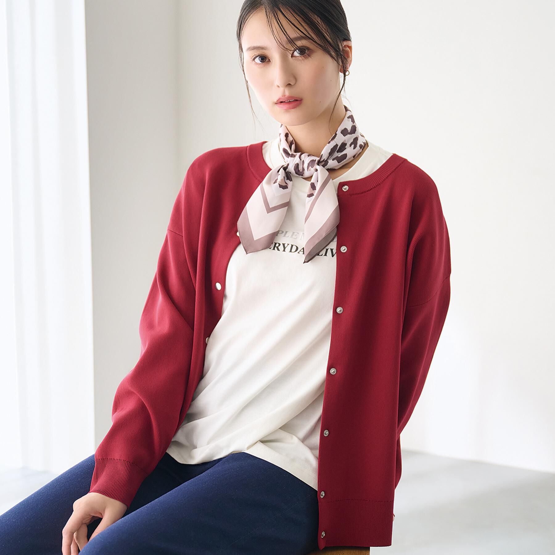SHOO･LA･RUE「【セットアップ可/洗濯機可】軽やかに羽織れる スポンディッシュ ニットカーディガン」|カーディガン|