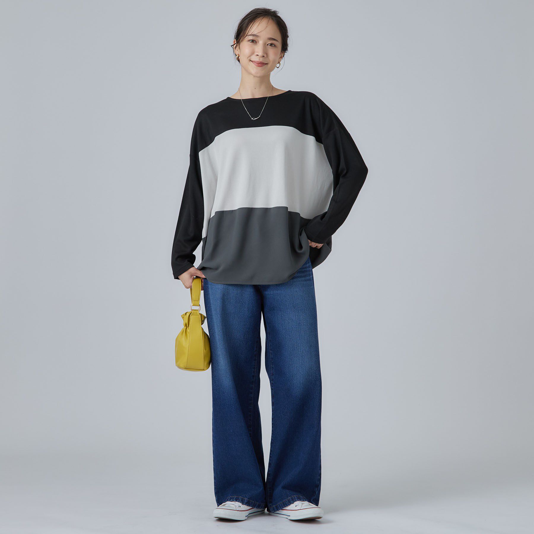 SHOO･LA･RUE「【S-LL/洗濯機可】三段切り替え 長袖トップス」|Tシャツ・カットソー|