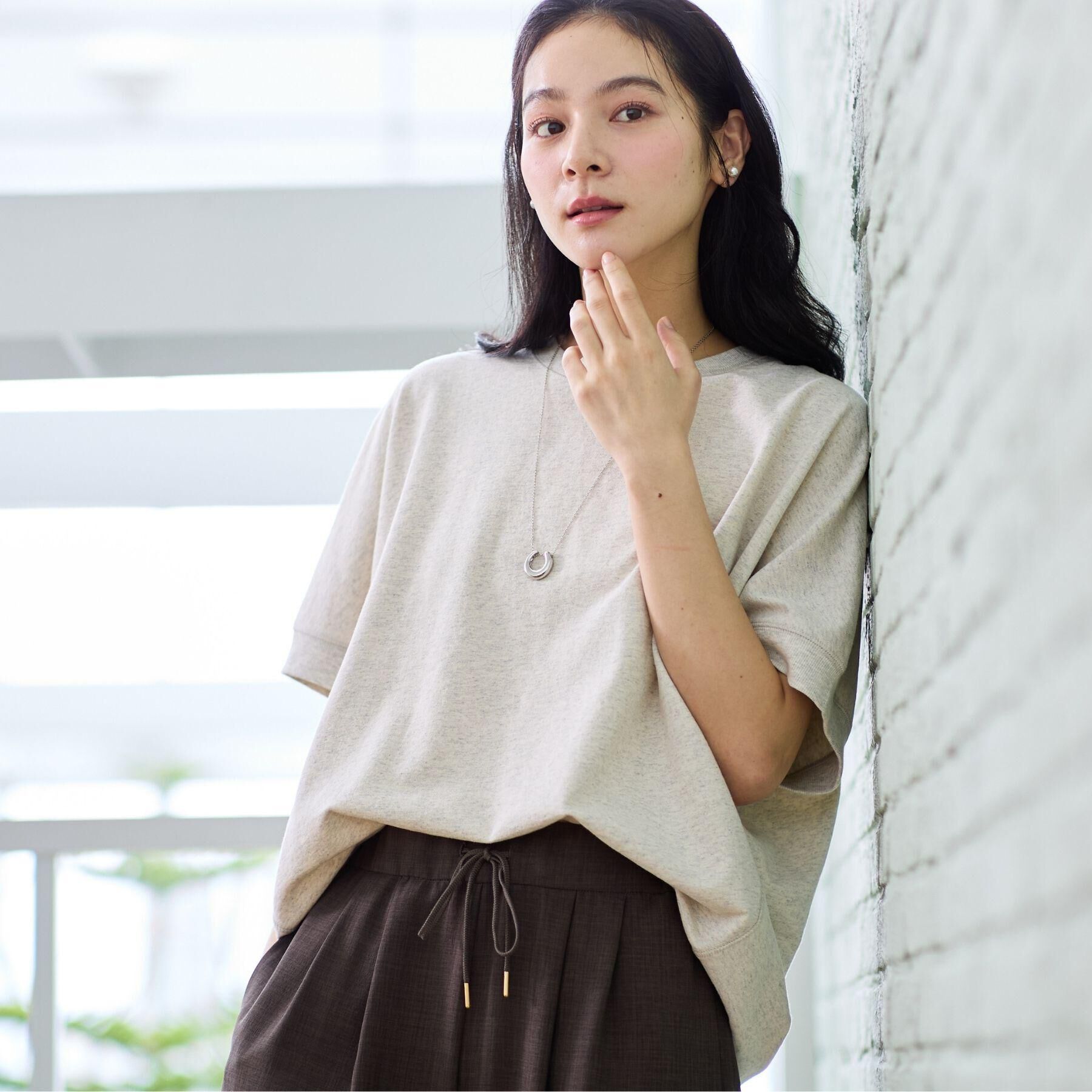 Dessin「【洗える】ミニ裏毛ドルマンスリーブプルオーバー」|Tシャツ・カットソー|ライトベージュ(05