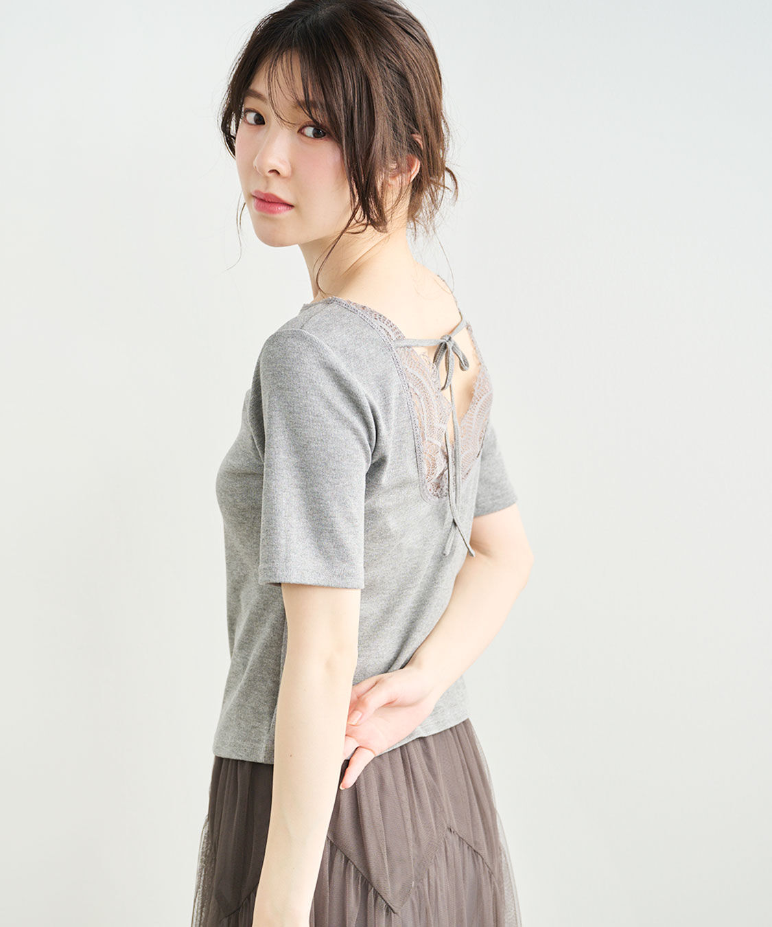 COCO DEAL「バックシャンカットソー」|Tシャツ・カットソー|杢グレー