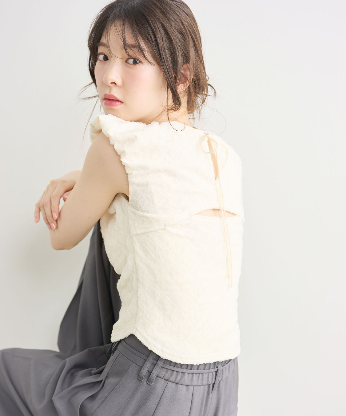 COCO DEAL「ふくれジャカードノースリーブトップス」|Tシャツ・カットソー|