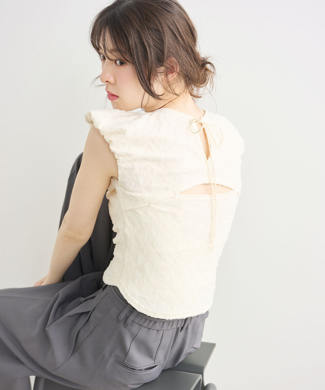 COCO DEAL「ふくれジャカードノースリーブトップス」|Tシャツ・カットソー|