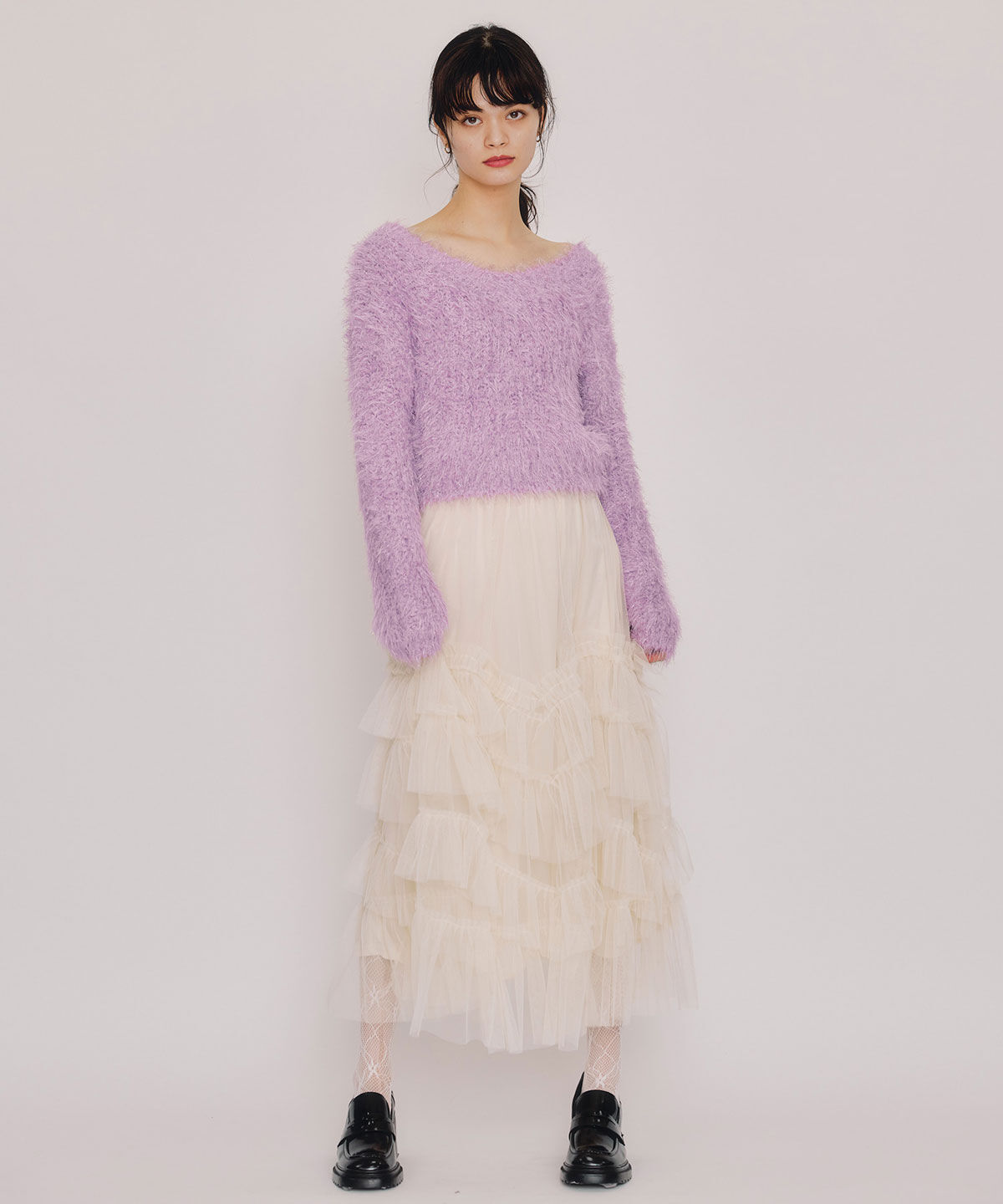 REDYAZEL「ブークレラメシャギーニットプルオーバー」|ニット・セーター|