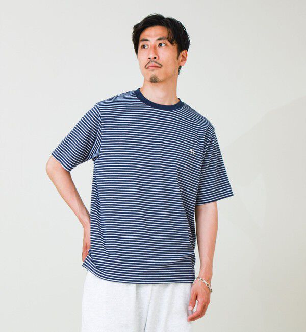GLOSTER「【夏素材で快適】フレブルパイルTEE ワンポイント刺繍」|Tシャツ・カットソー|