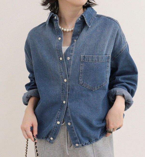 fredy emue「裾ドロストデニム/ホース柄シャツ」|シャツ・ブラウス|