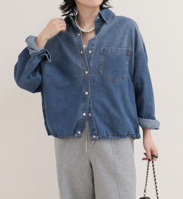 fredy emue「裾ドロストデニム/ホース柄シャツ」|シャツ・ブラウス|