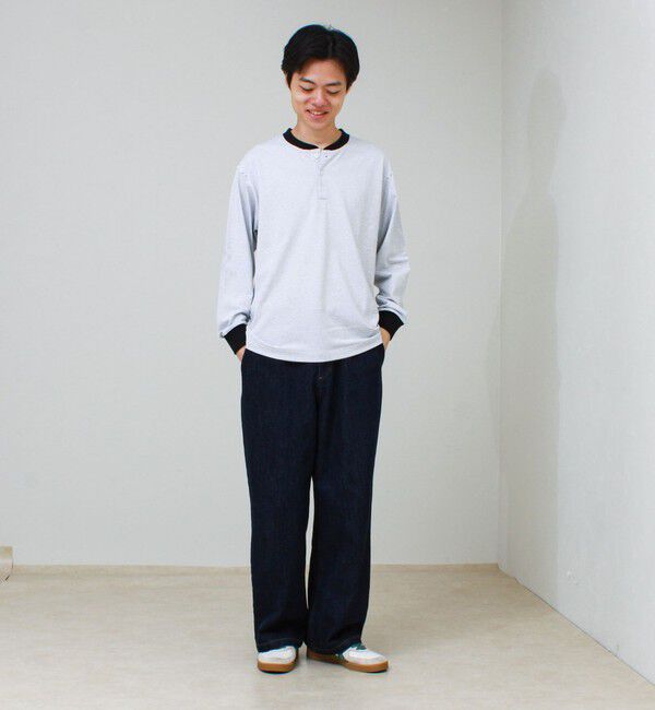 GLOSTER「【多機能】Functionボーダー ヘンリーネックロンT」|Tシャツ・カットソー|