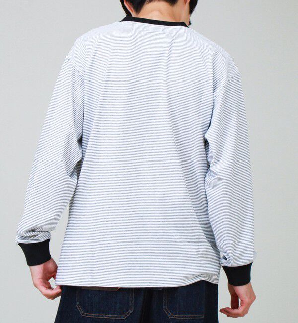 GLOSTER「【多機能】Functionボーダー ヘンリーネックロンT」|Tシャツ・カットソー|