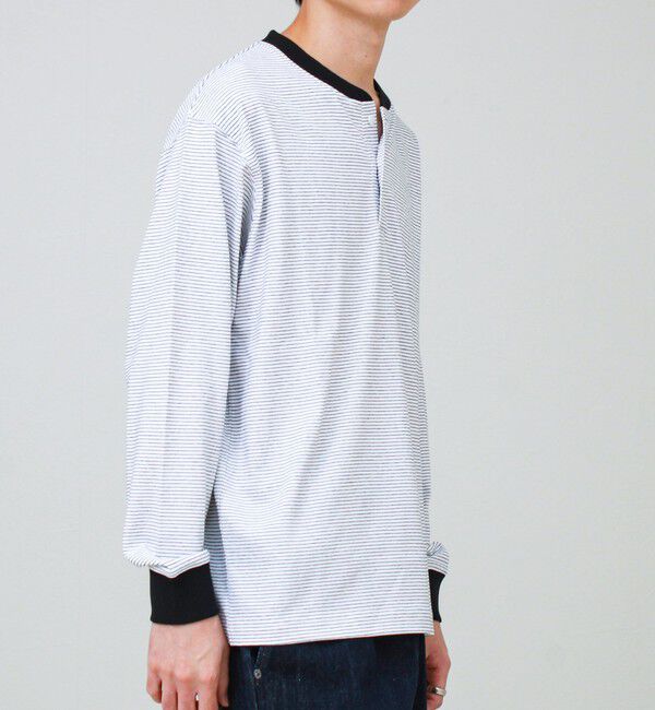 GLOSTER「【多機能】Functionボーダー ヘンリーネックロンT」|Tシャツ・カットソー|