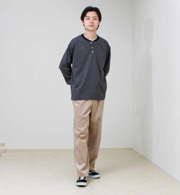 GLOSTER「【多機能】Functionボーダー ヘンリーネックロンT」|Tシャツ・カットソー|