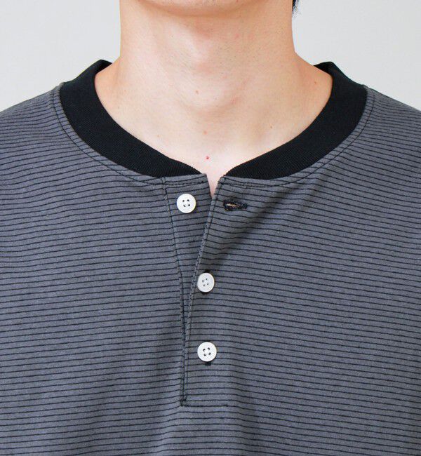 GLOSTER「【多機能】Functionボーダー ヘンリーネックロンT」|Tシャツ・カットソー|