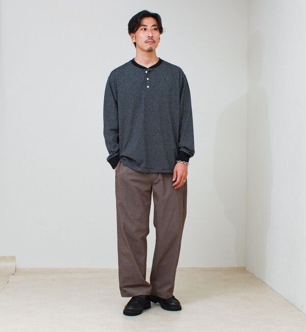 GLOSTER「【多機能】Functionボーダー ヘンリーネックロンT」|Tシャツ・カットソー|